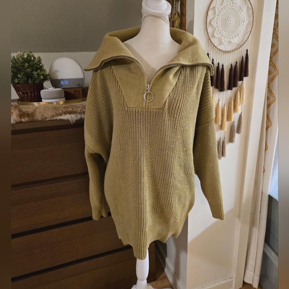 Ava & Viv Zip Front Sweater